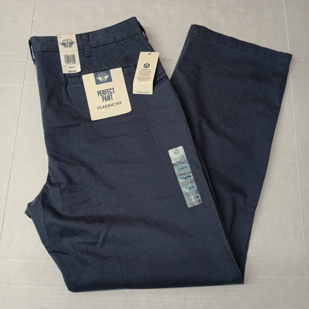 Dockers Men's‎ Classic Fit Perfect Pants Navy Blue 40x34 New
